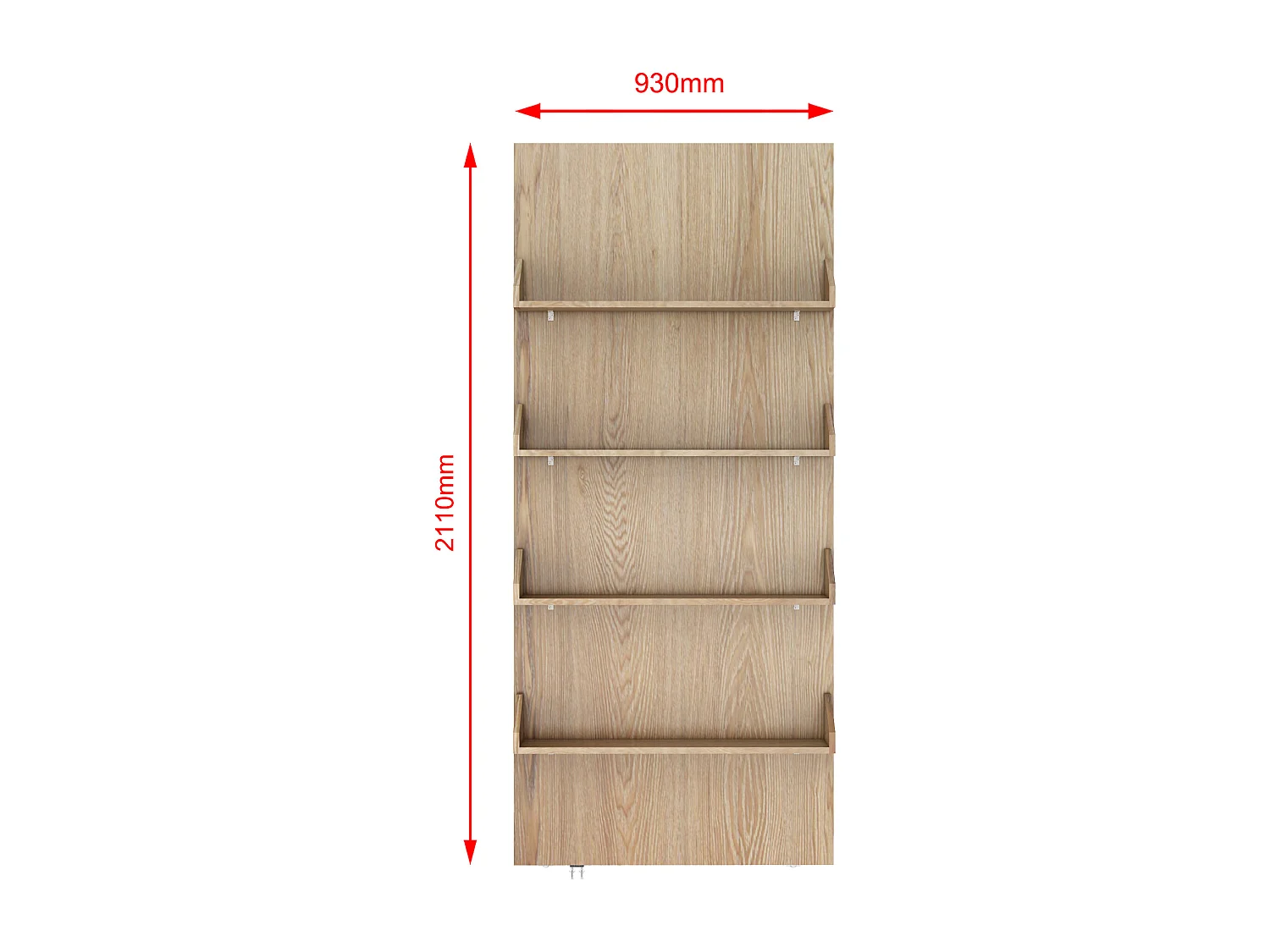 Porte coulissante en bois et MDF avec étagères et rail invisible - naturel clair - 93 x 210 cm - KAZORI