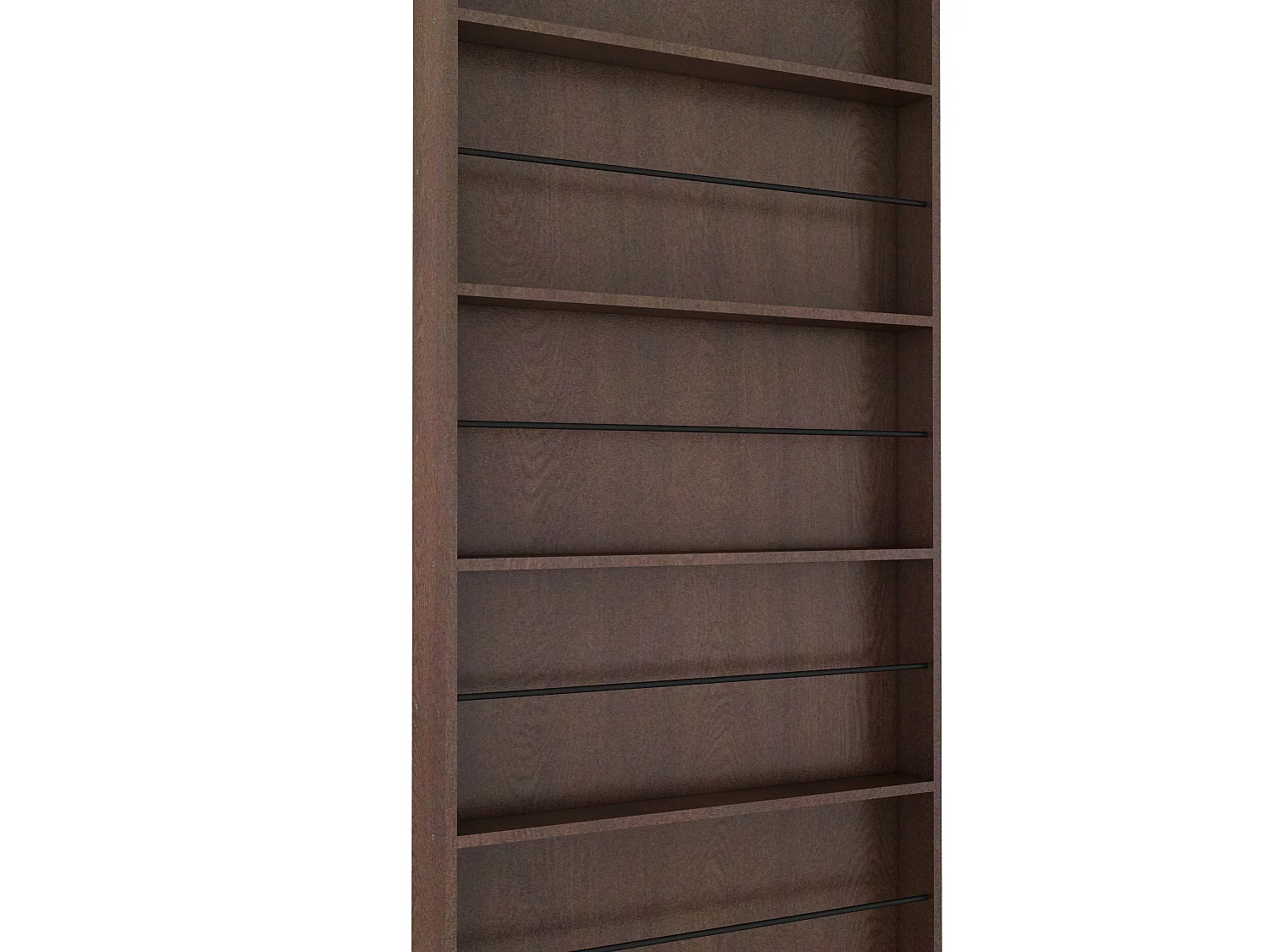 Porta scorrevole in legno e MDF con mensole e binario invisibile - naturale scuro - 93 x 210 cm - SOKARI