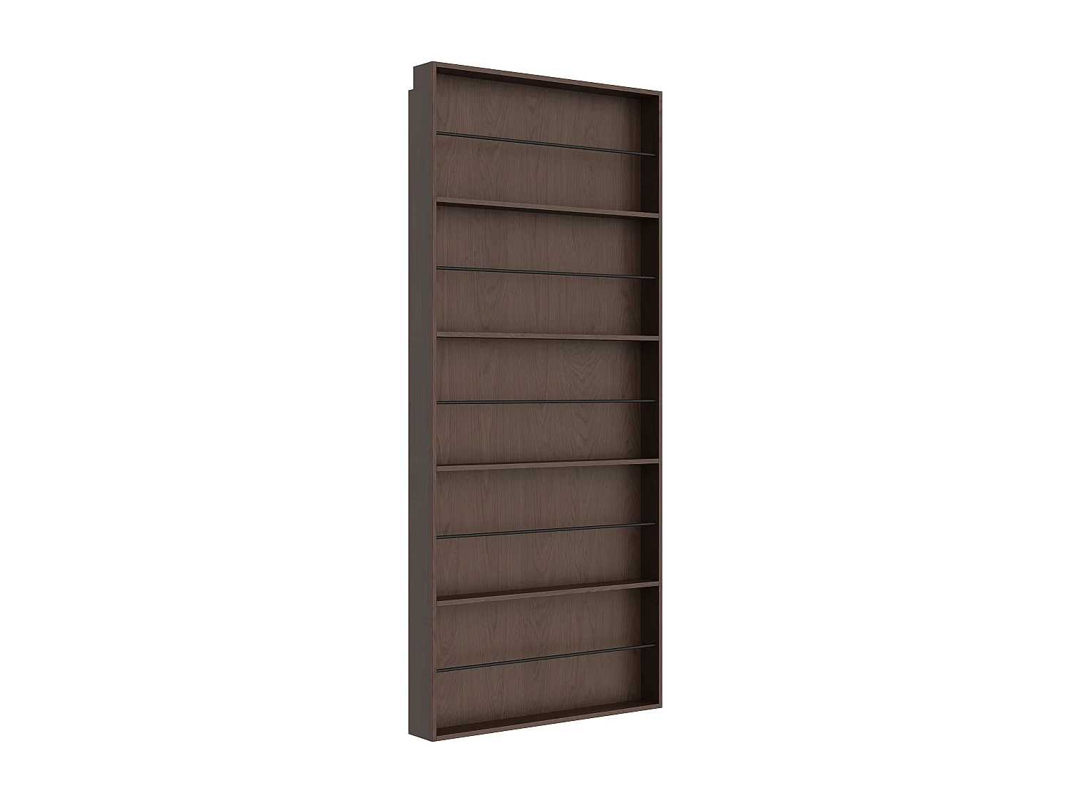 Porta scorrevole in legno e MDF con mensole e binario invisibile - naturale scuro - 93 x 210 cm - SOKARI