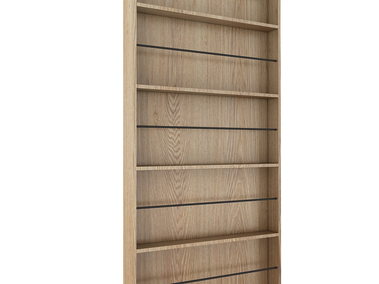 Porta scorrevole in legno e MDF con mensole e binario invisibile - naturale chiaro - 93 x 210 cm - SOKARI
