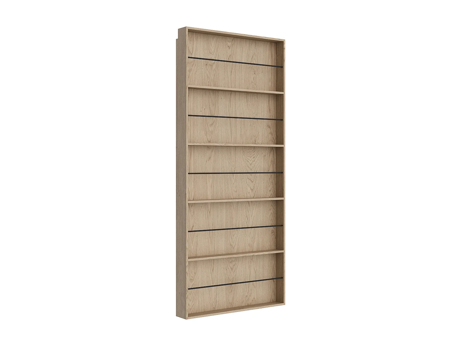 Porta scorrevole in legno e MDF con mensole e binario invisibile - naturale chiaro - 93 x 210 cm - SOKARI