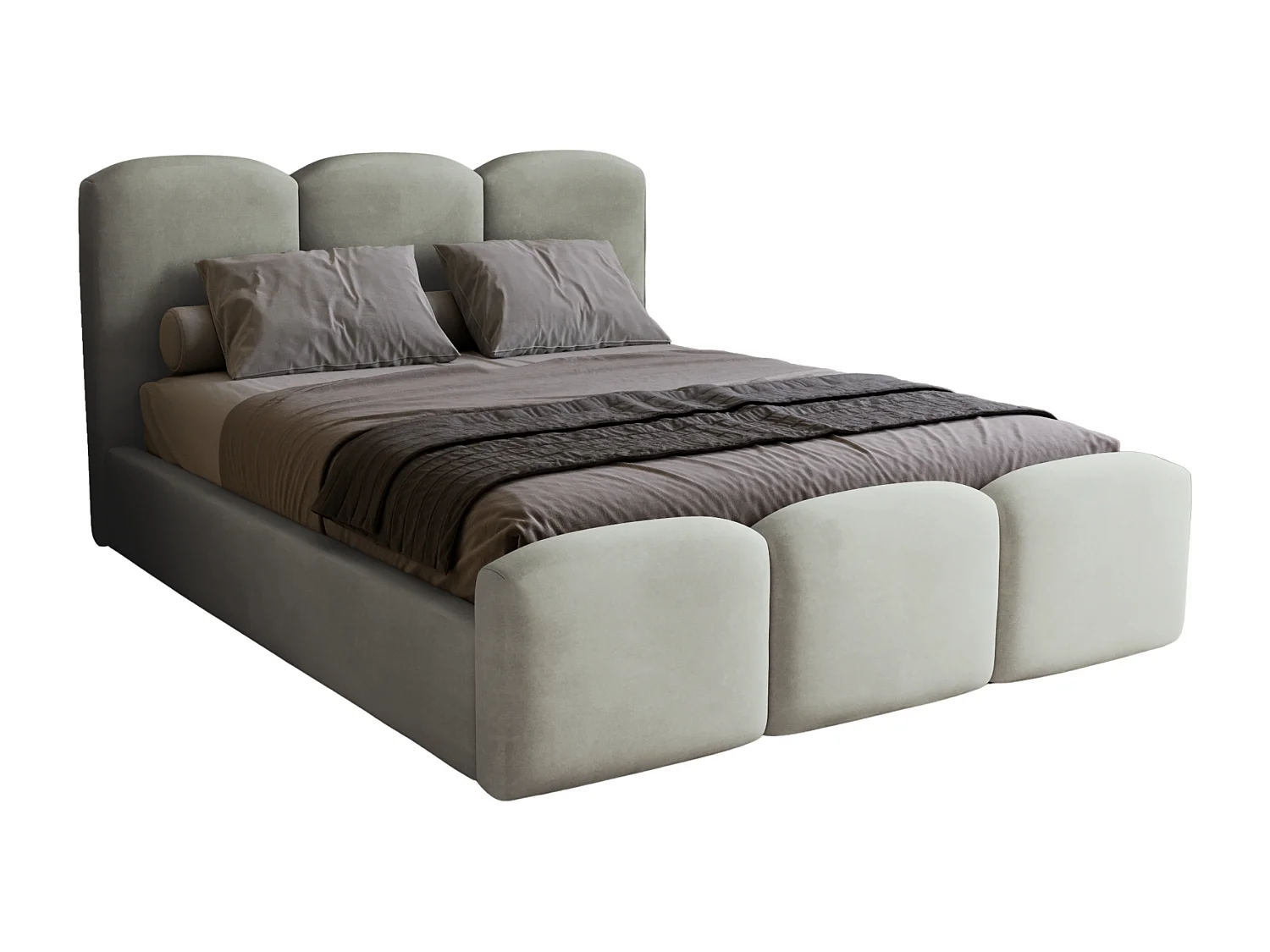 BESILIO Gestoffeerd slaapkamerbed 160x200 Camille – bed met opbergruimte en houten lattenbodem – Grijs