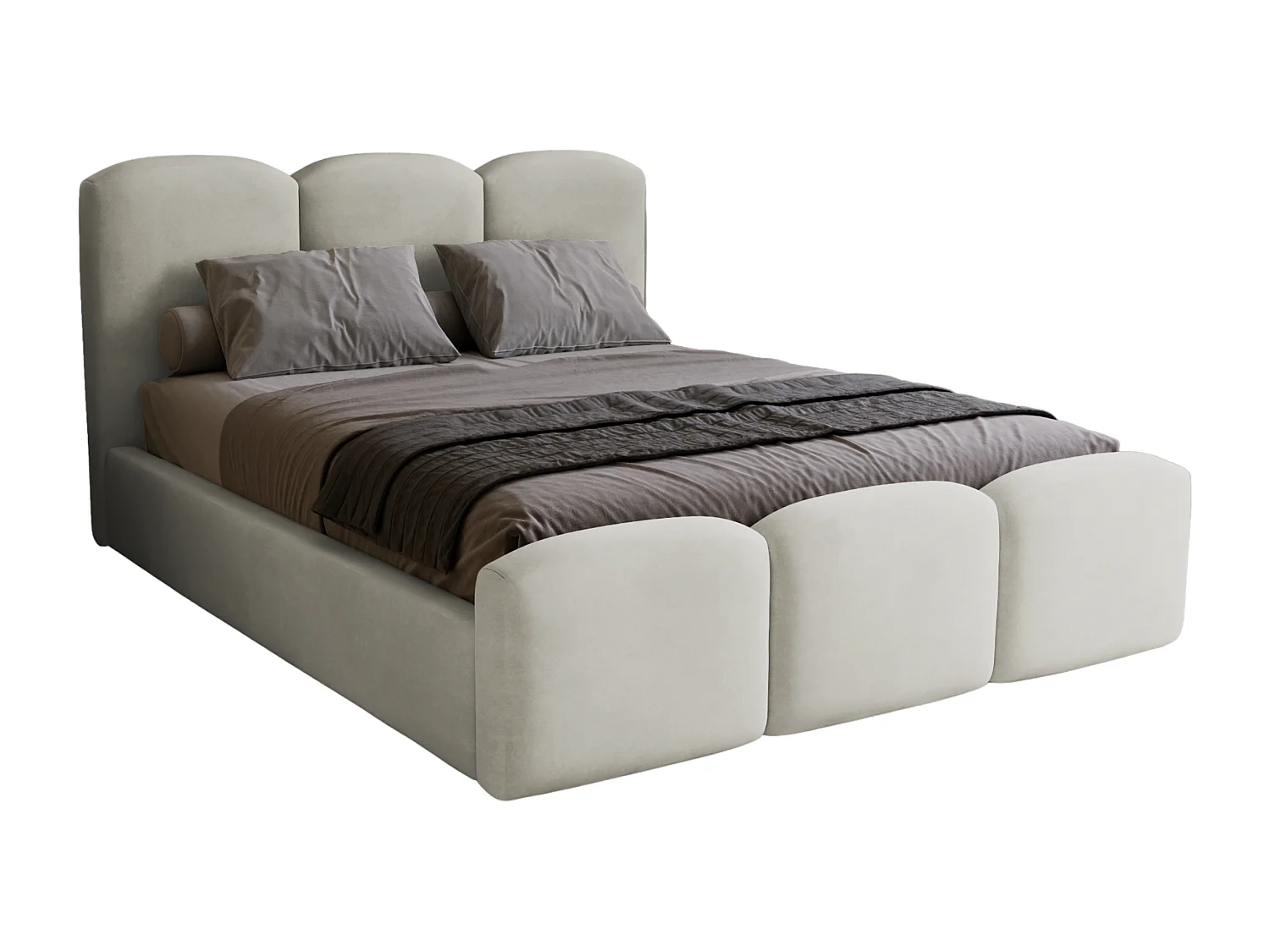 BESILIO Gestoffeerd slaapkamerbed 120x200 Camille – bed met opbergruimte en houten lattenbodem – Lichtgrijs