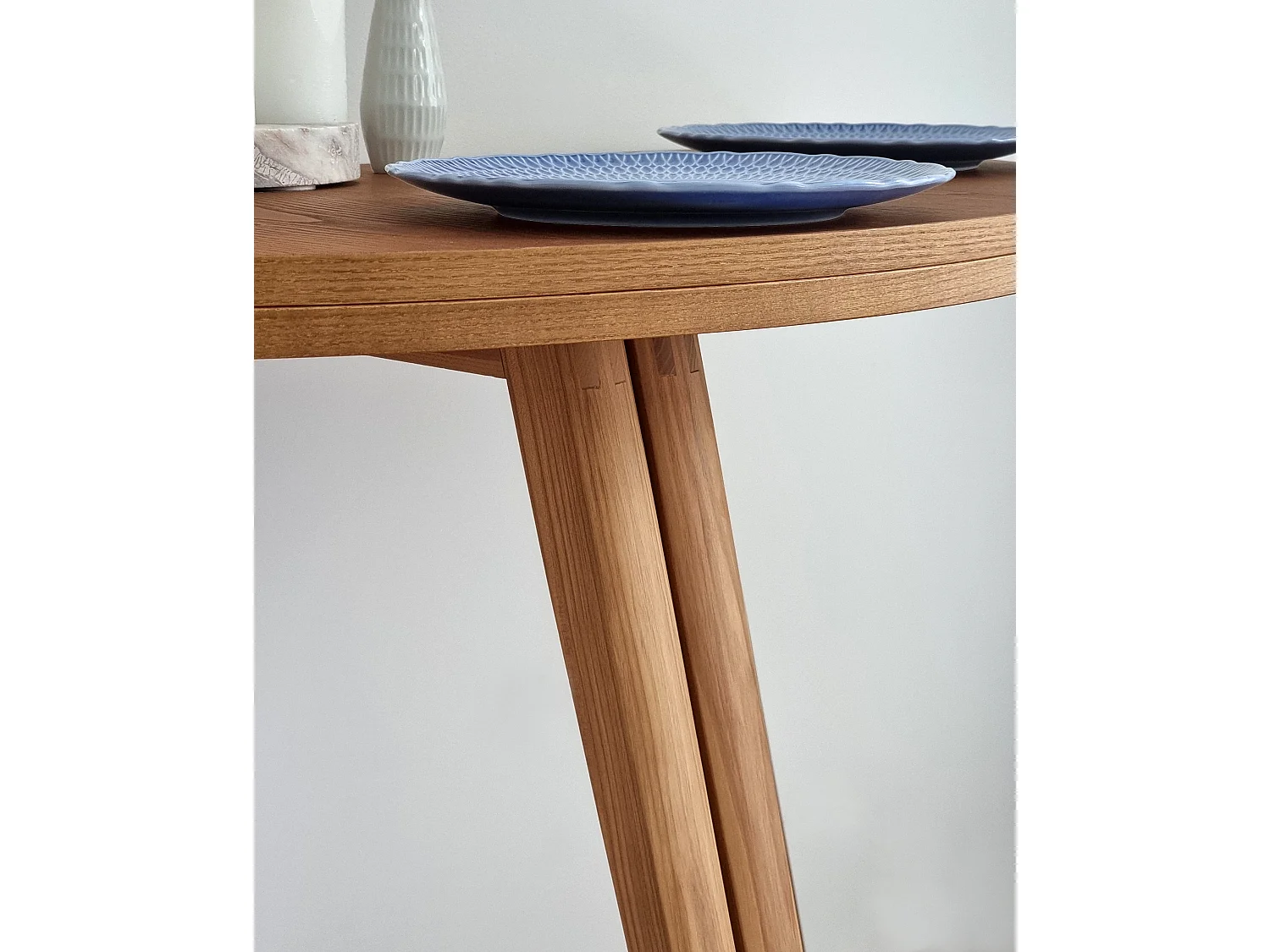 Table de salle à manger demi-ronde extensible 120 cm Mawi Noyer