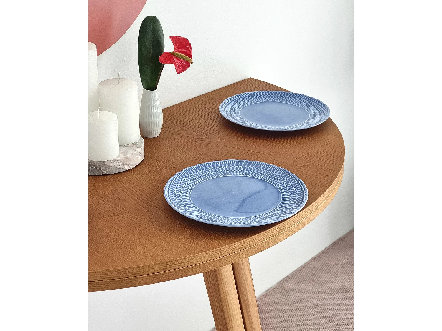 Table de salle à manger demi-ronde extensible 110 cm Mawi Frêne