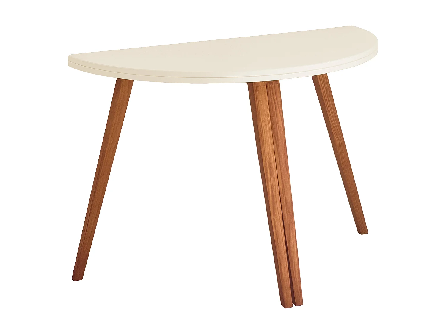 Table de salle à manger demi-ronde extensible 110 cm Mawi Blanc Craie