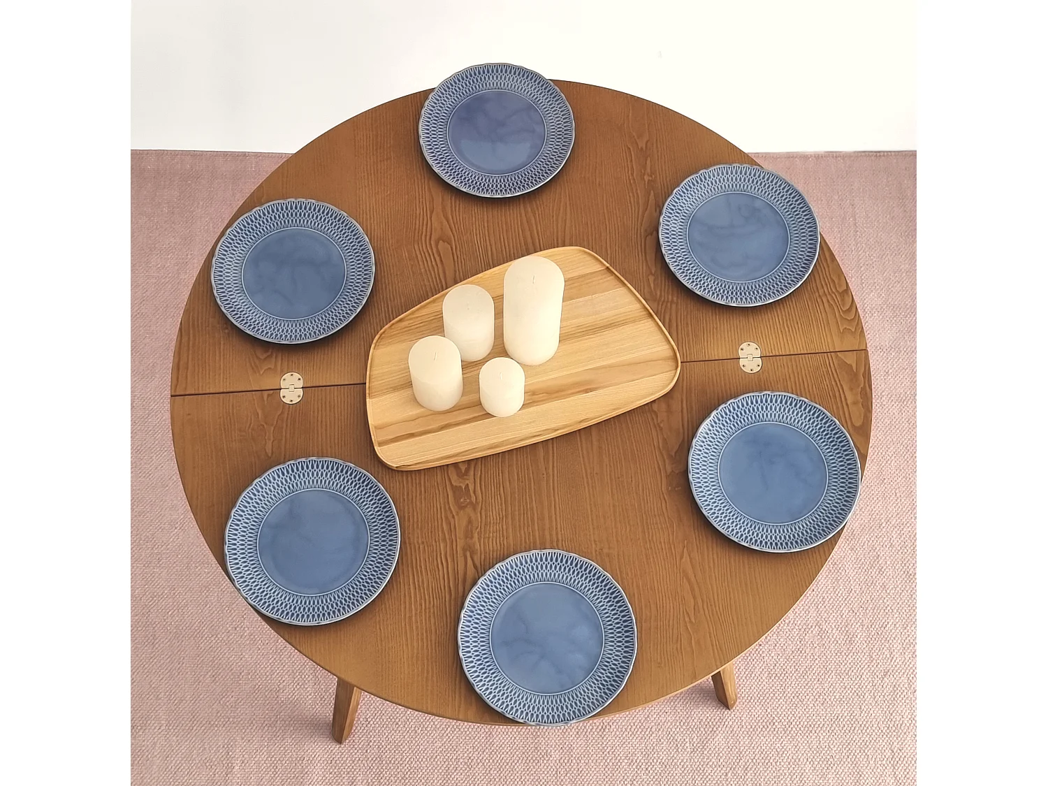 Table de salle à manger demi-ronde extensible 110 cm Mawi Noyer