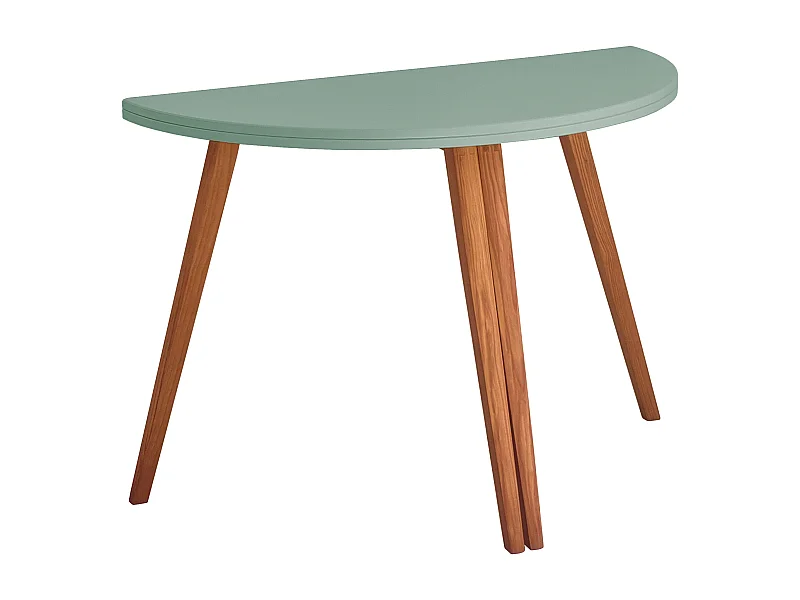 Table de salle à manger demi-ronde extensible 120 cm Mawi Vert Sauge