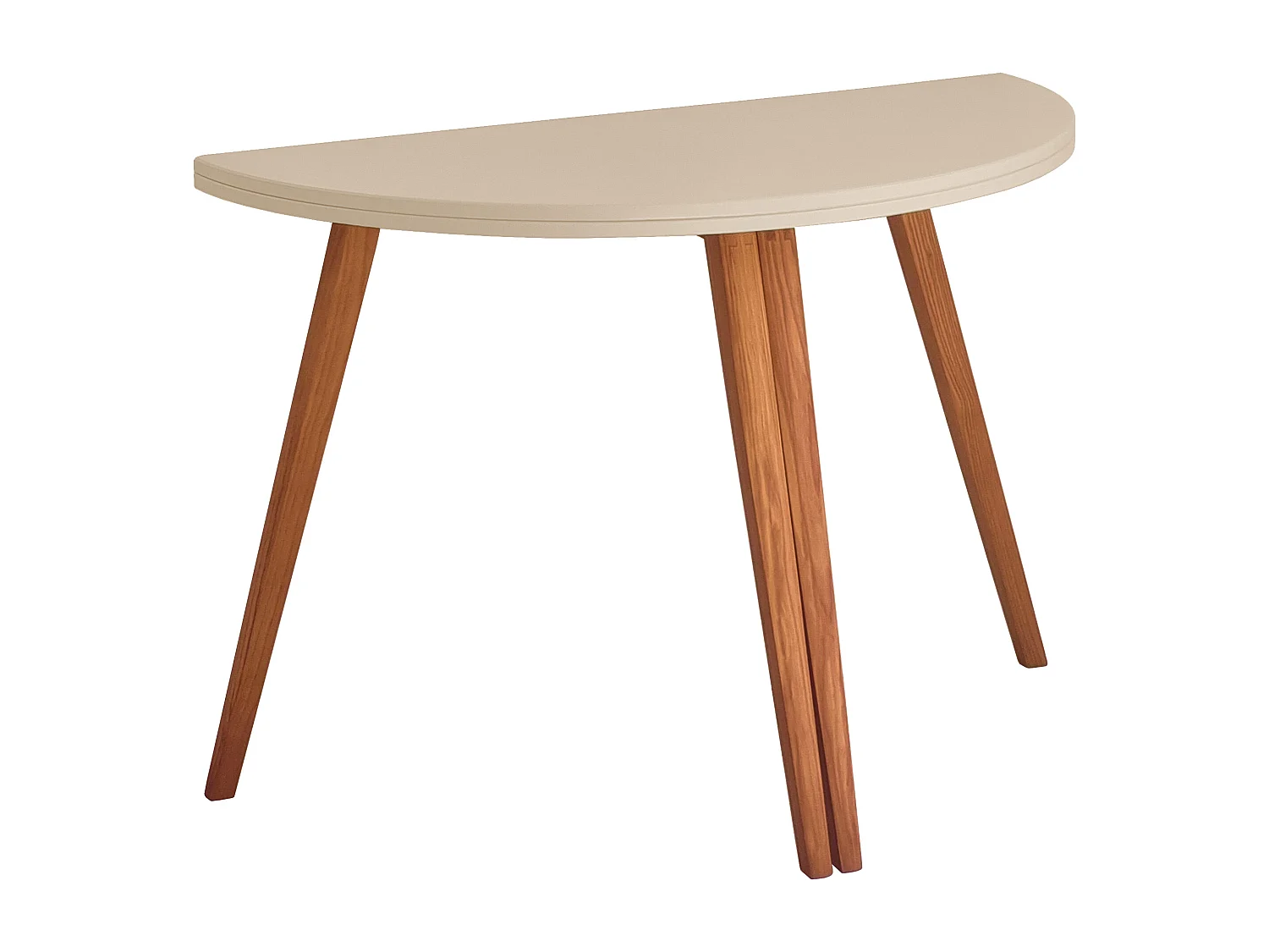 Table de salle à manger demi-ronde extensible 120 cm Mawi Beige Brun