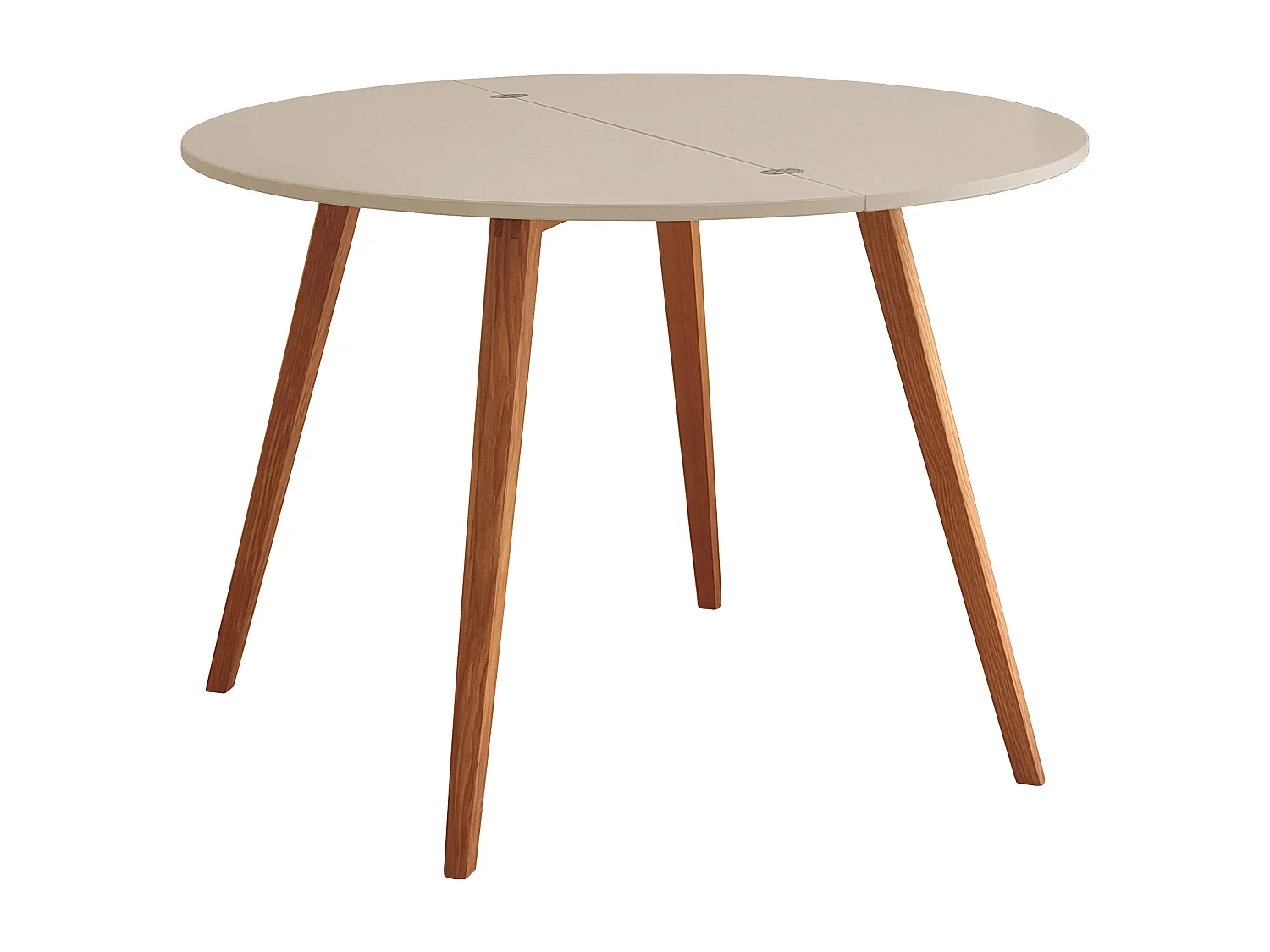 Table de salle à manger demi-ronde extensible 120 cm Mawi Beige Brun