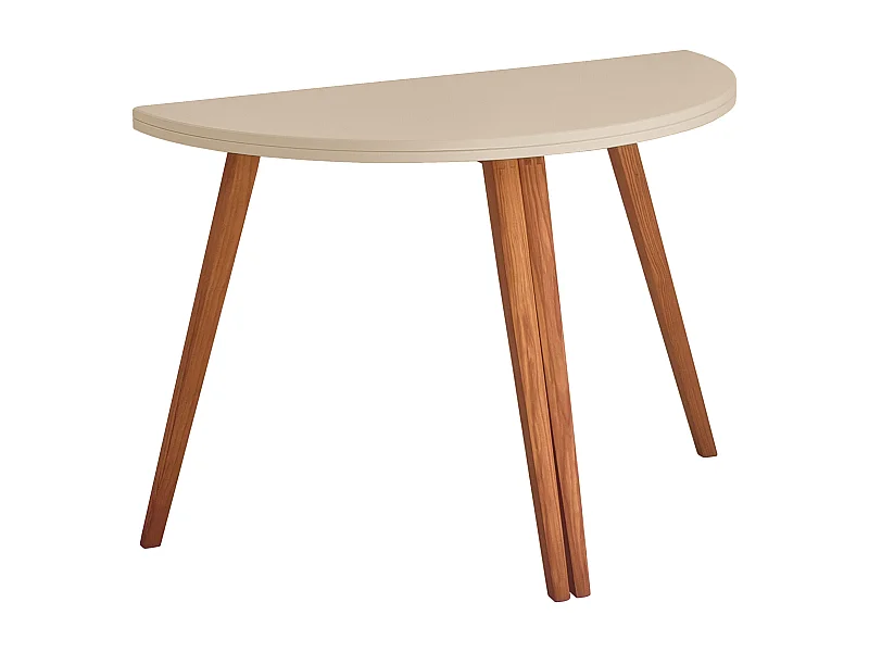 Table de salle à manger demi-ronde extensible 120 cm Mawi Beige Brun