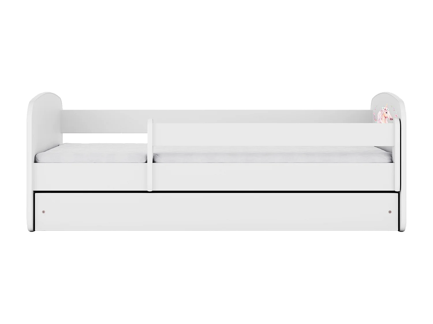 Lit enfant avec tiroir et barrière- Cheval - 70 x 140 cm