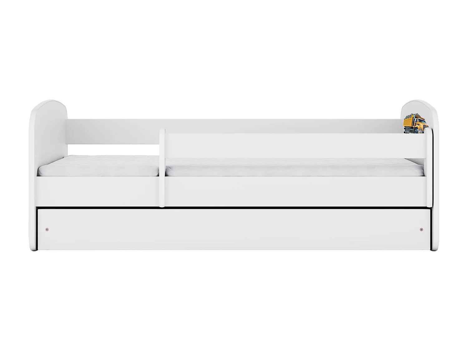 Lit enfant avec tiroir et barrière, matelas inclus - Camion - 80 x 160 cm