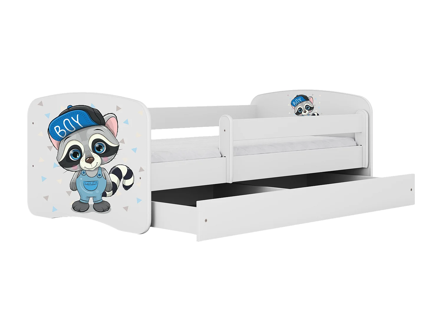 Lit enfant avec tiroir et barrière- Raton Laveur - 80 x 160 cm