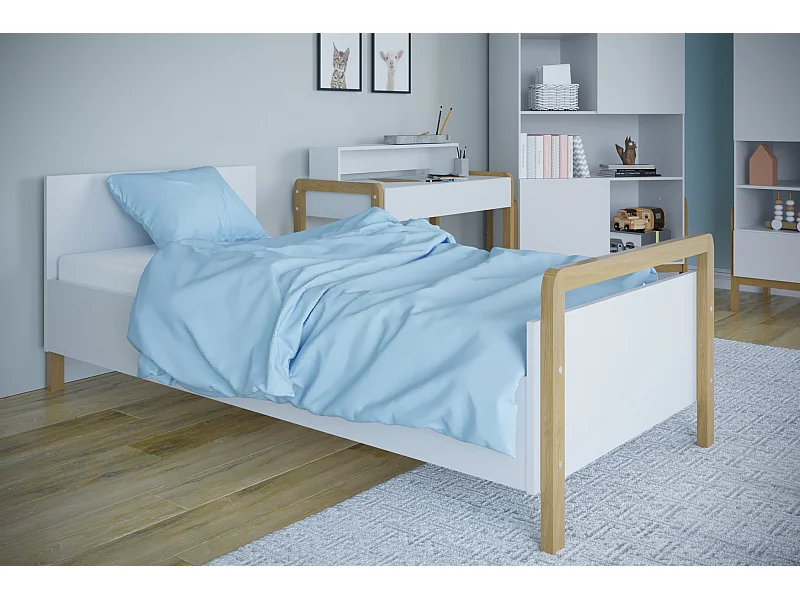 Lit enfant VICTOR 70x140, 80x160, 80x180 cm - Ensemble complet avec matelas, tiroir et protection anti-chute