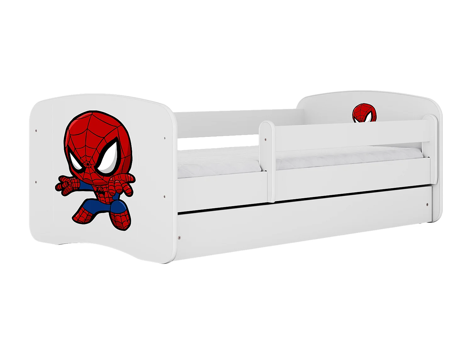 Lit enfant avec tiroir et barrière, matelas inclus - Spider-Man - 80 x 160 cm