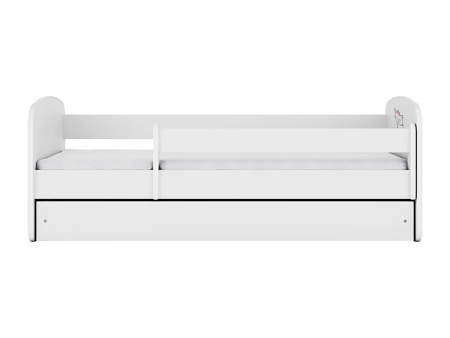 Lit enfant avec tiroir et barrière- Chat - 70 x 140 cm