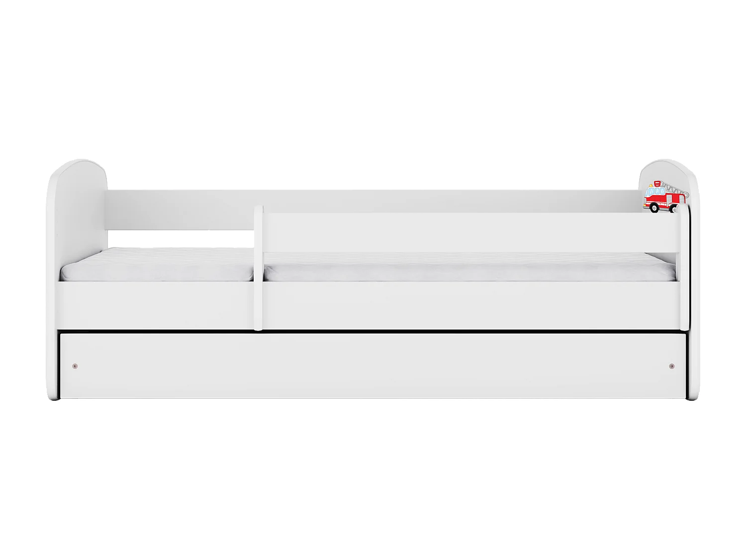 Lit enfant avec tiroir et barrière- Camion de Pompiers - 70 x 140 cm