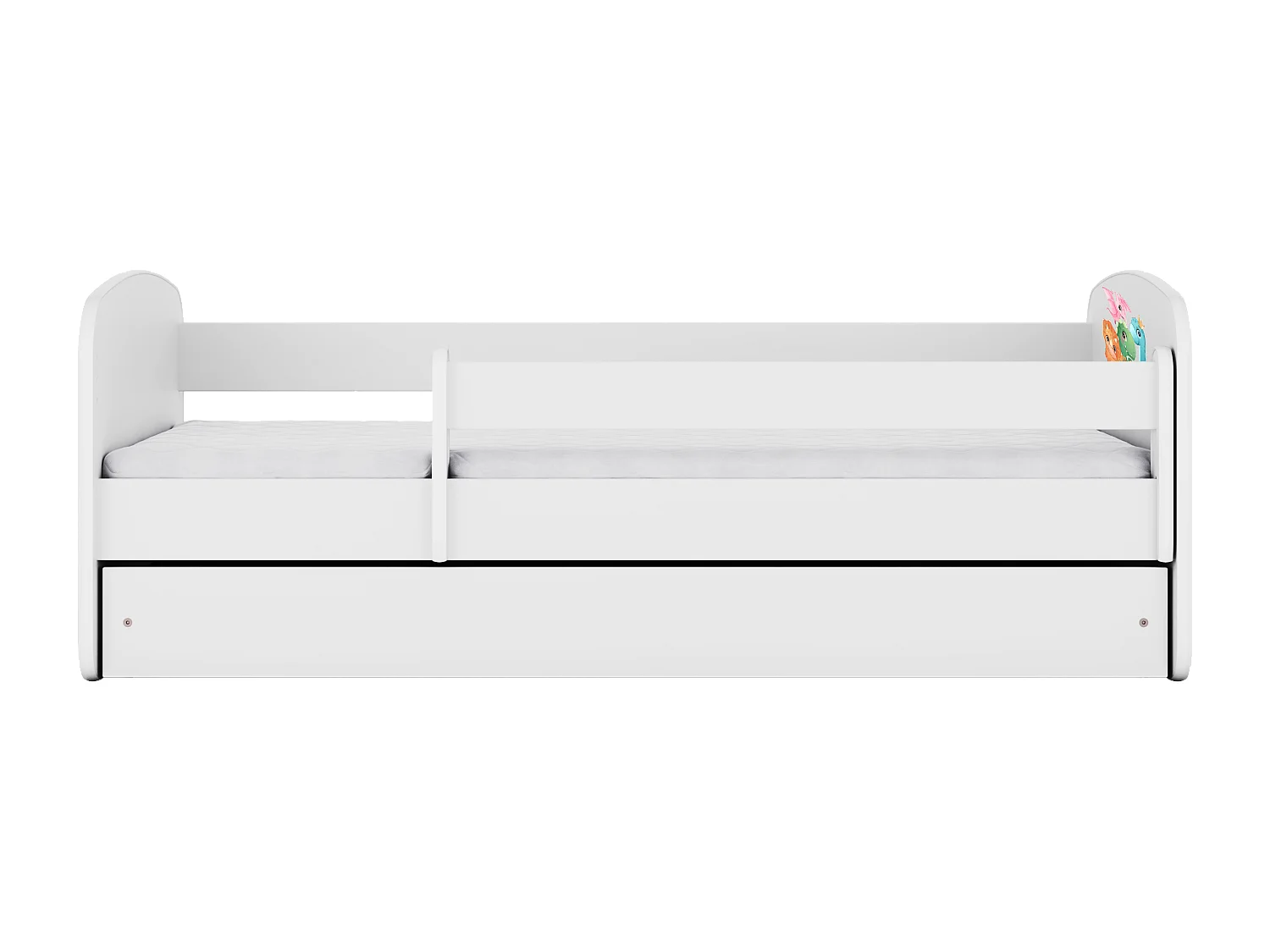 Lit enfant avec tiroir et barrière, matelas inclus - Dinosaure - 80 x 180 cm