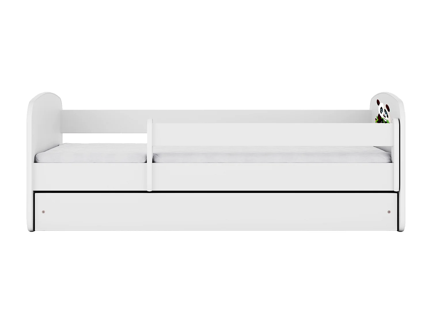 Lit enfant avec tiroir et barrière, matelas inclus - Panda 2 - 70 x 140 cm