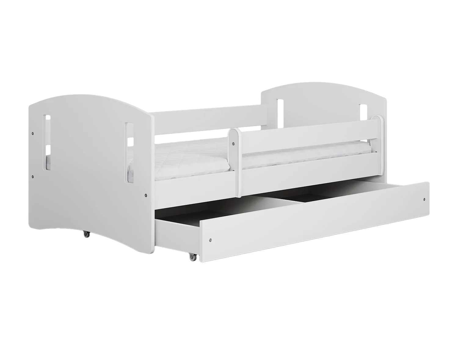 Lit enfant avec tiroir et barrière, matelas inclus - CLASSIC II - 80 x 160 cm