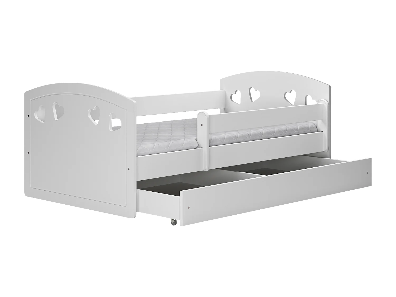 Lit enfant avec tiroir et barrière, matelas inclus - JULIA - 80 x 160 cm