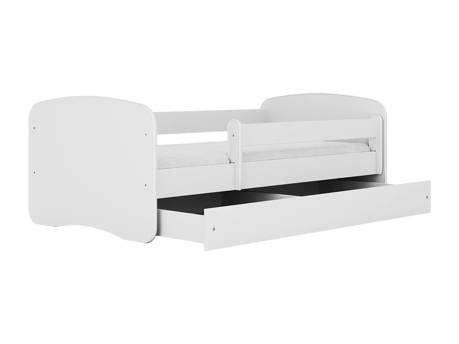 Lit enfant avec tiroir et barrière, matelas inclus - Sans Motif - 80 x 160 cm