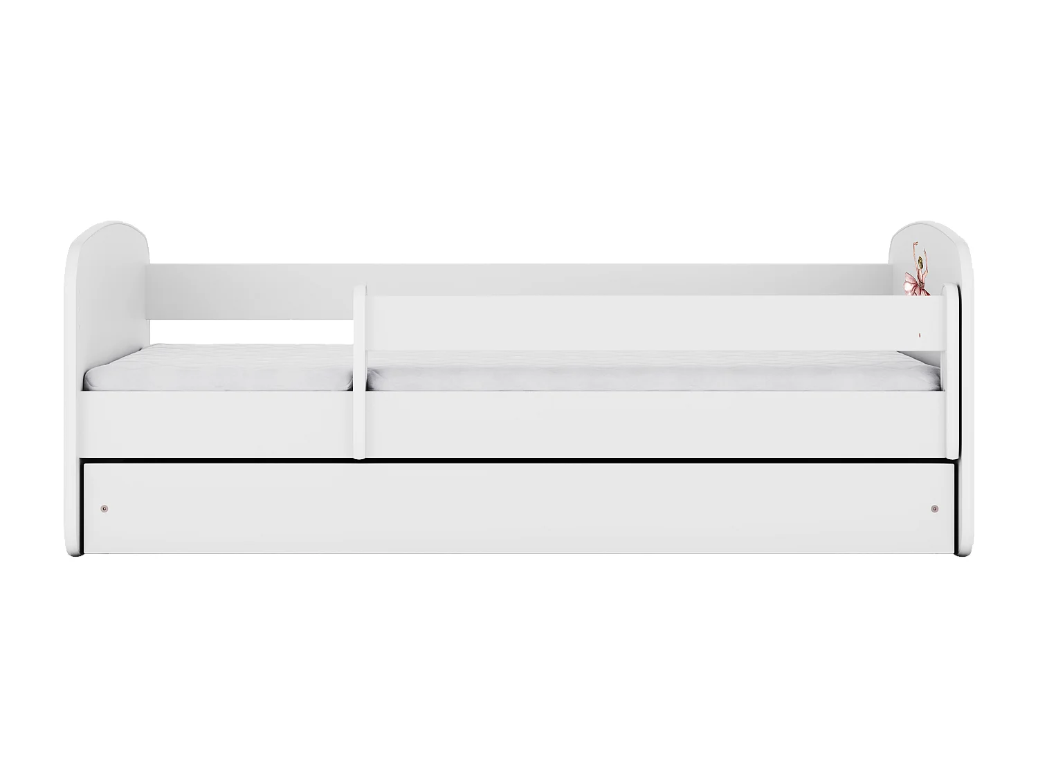 Lit enfant avec tiroir et barrière, matelas inclus - Danseuse - 80 x 180 cm