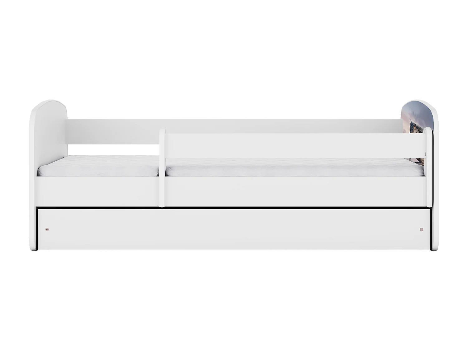 Lit enfant avec tiroir et barrière- Cheval au Galop - 80 x 160 cm