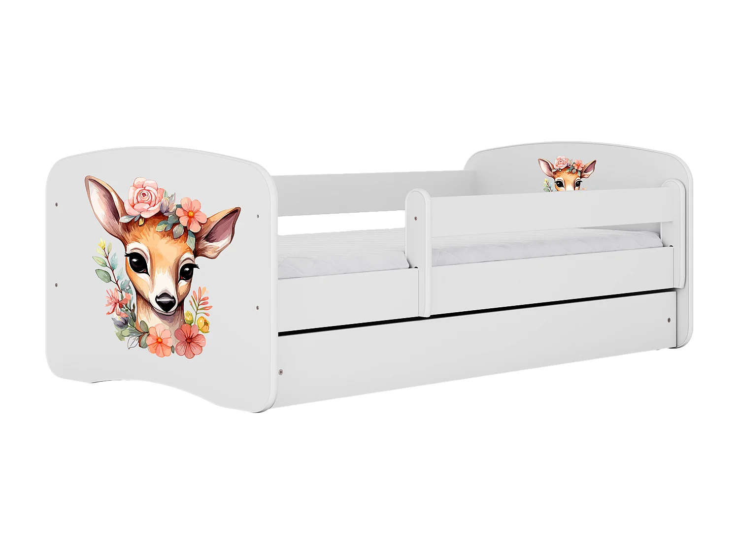 Lit enfant avec tiroir et barrière- Bambi - 80 x 180 cm