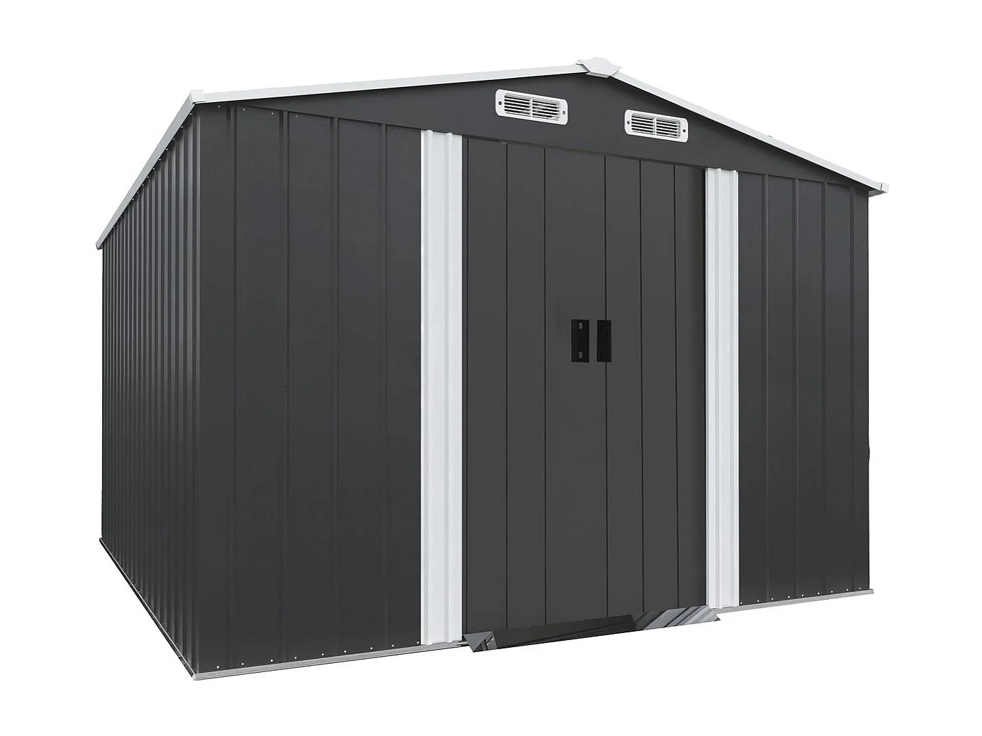 Telheiro metálico para jardim "Boston" com porta de correr - 8 m² - Cinzento