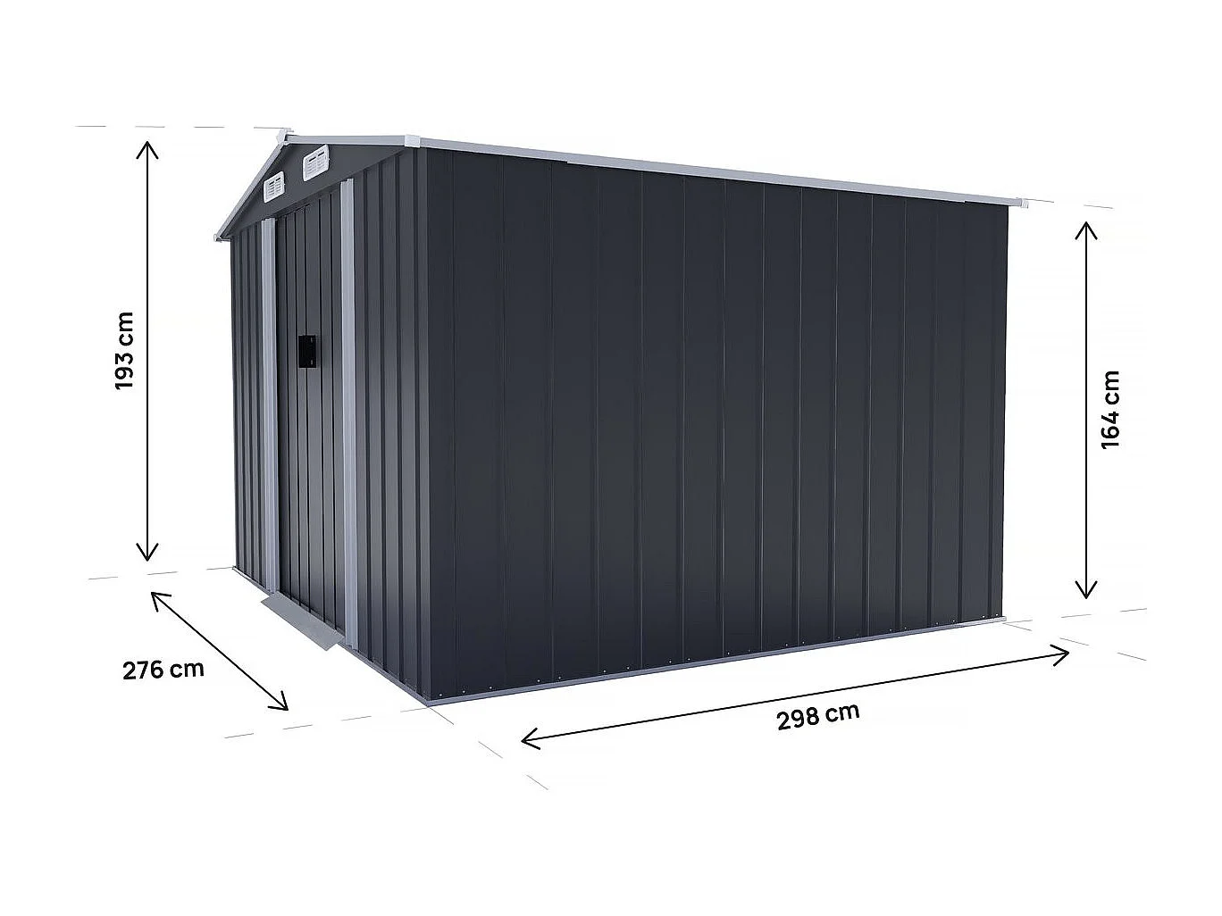 Telheiro metálico para jardim "Boston" com porta de correr - 8 m² - Cinzento