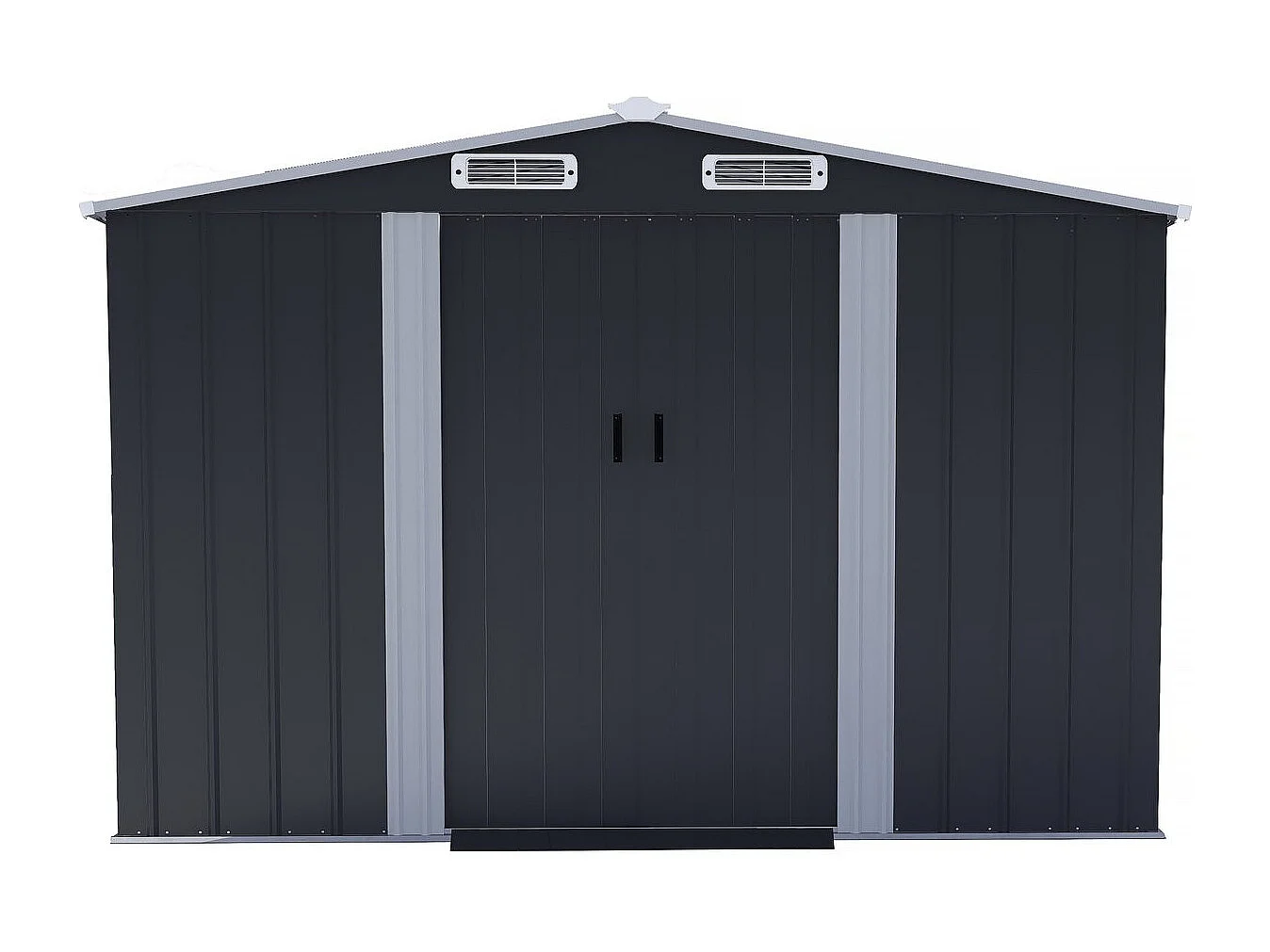 Telheiro metálico para jardim "Boston" com porta de correr - 8 m² - Cinzento