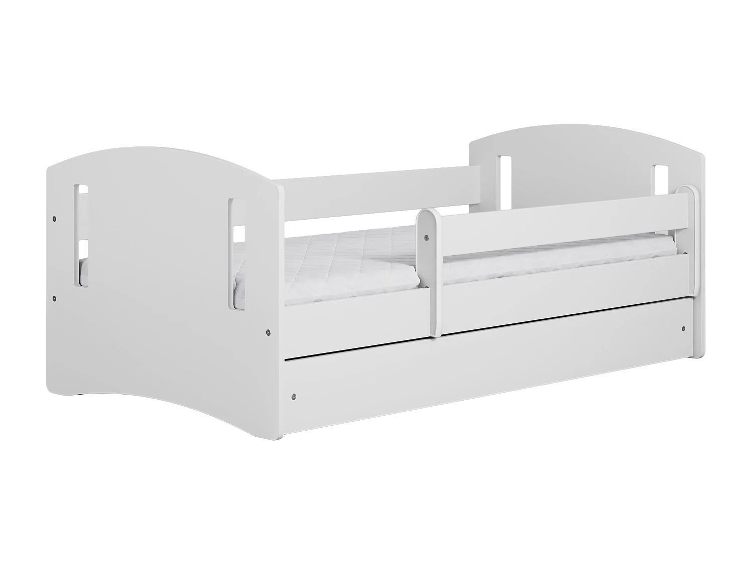 Lit enfant avec tiroir et barrière, matelas inclus - CLASSIC II - 80 x 180 cm