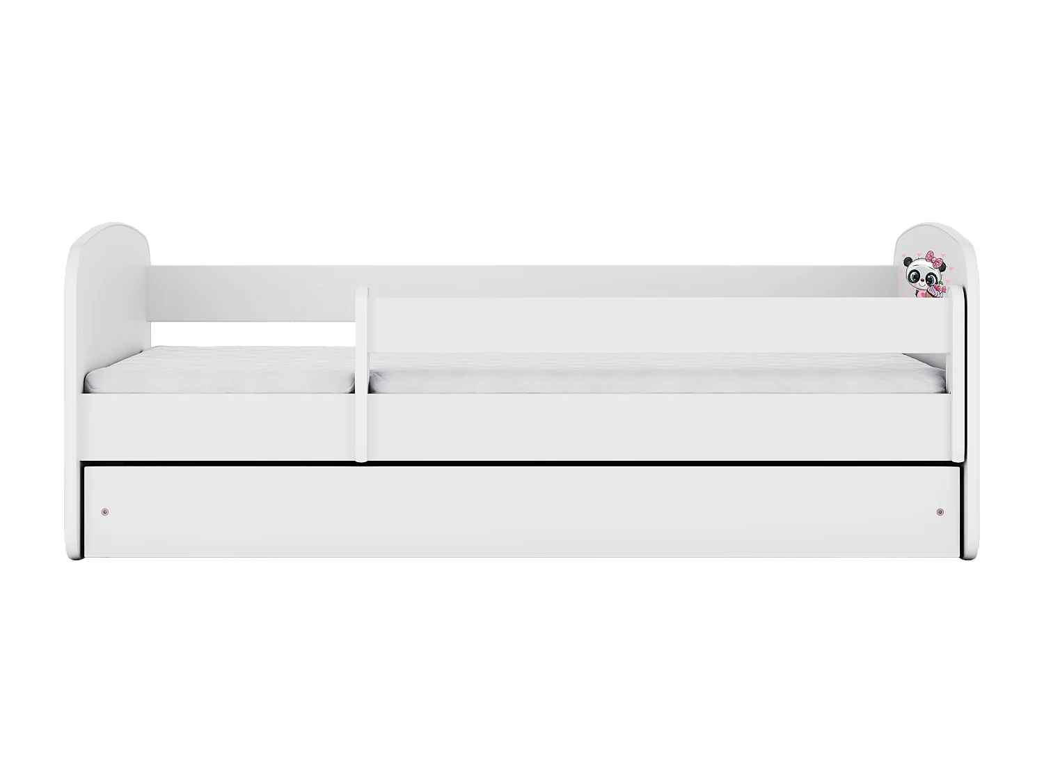 Lit enfant avec tiroir et barrière, matelas inclus - Panda - 80 x 160 cm