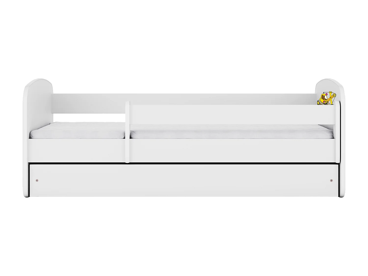 Lit enfant avec tiroir et barrière, matelas inclus - Pelleteuse - 70 x 140 cm