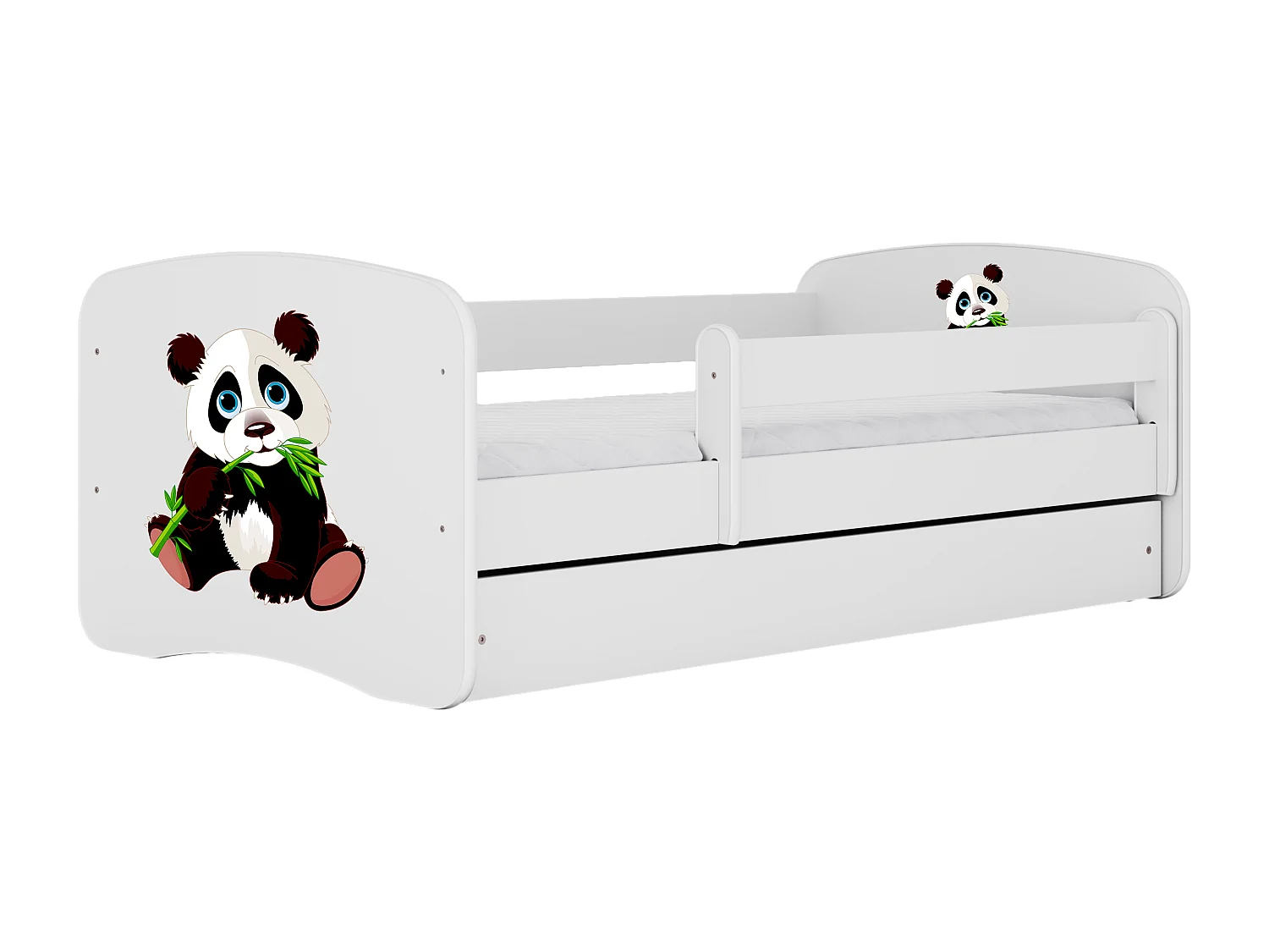 Lit enfant avec tiroir et barrière- Panda 2 - 80 x 160 cm