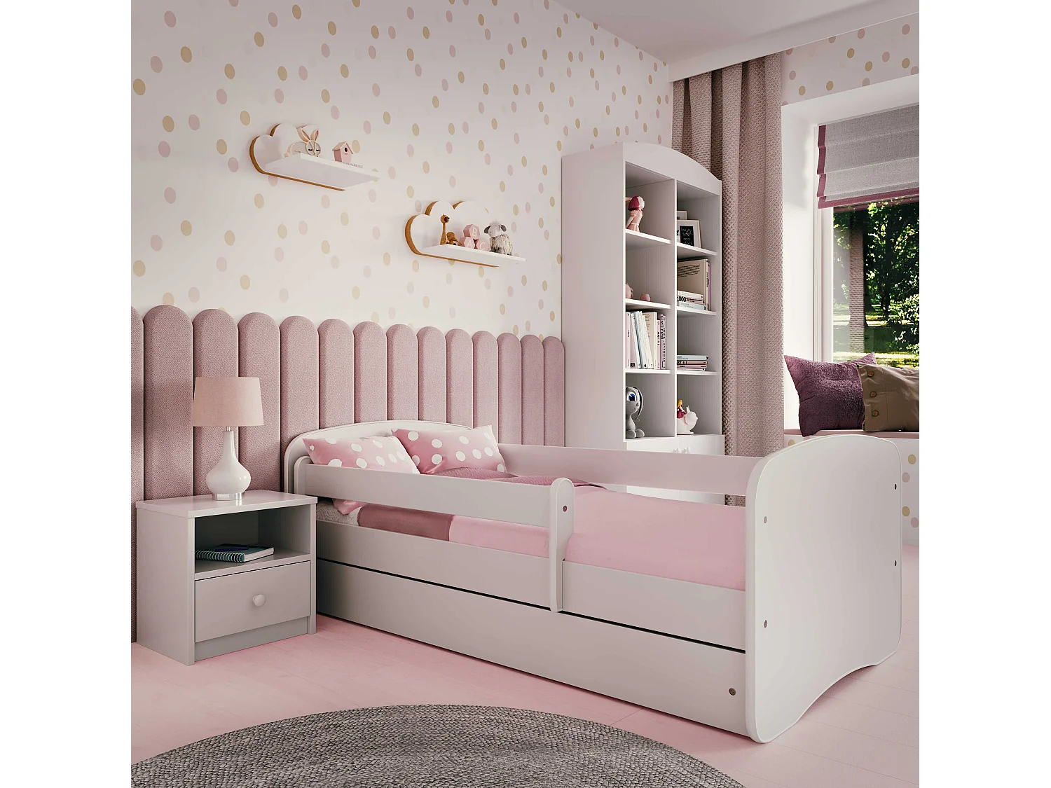 Lit enfant avec tiroir et barrière, matelas inclus - Sans Motif - 70 x 140 cm