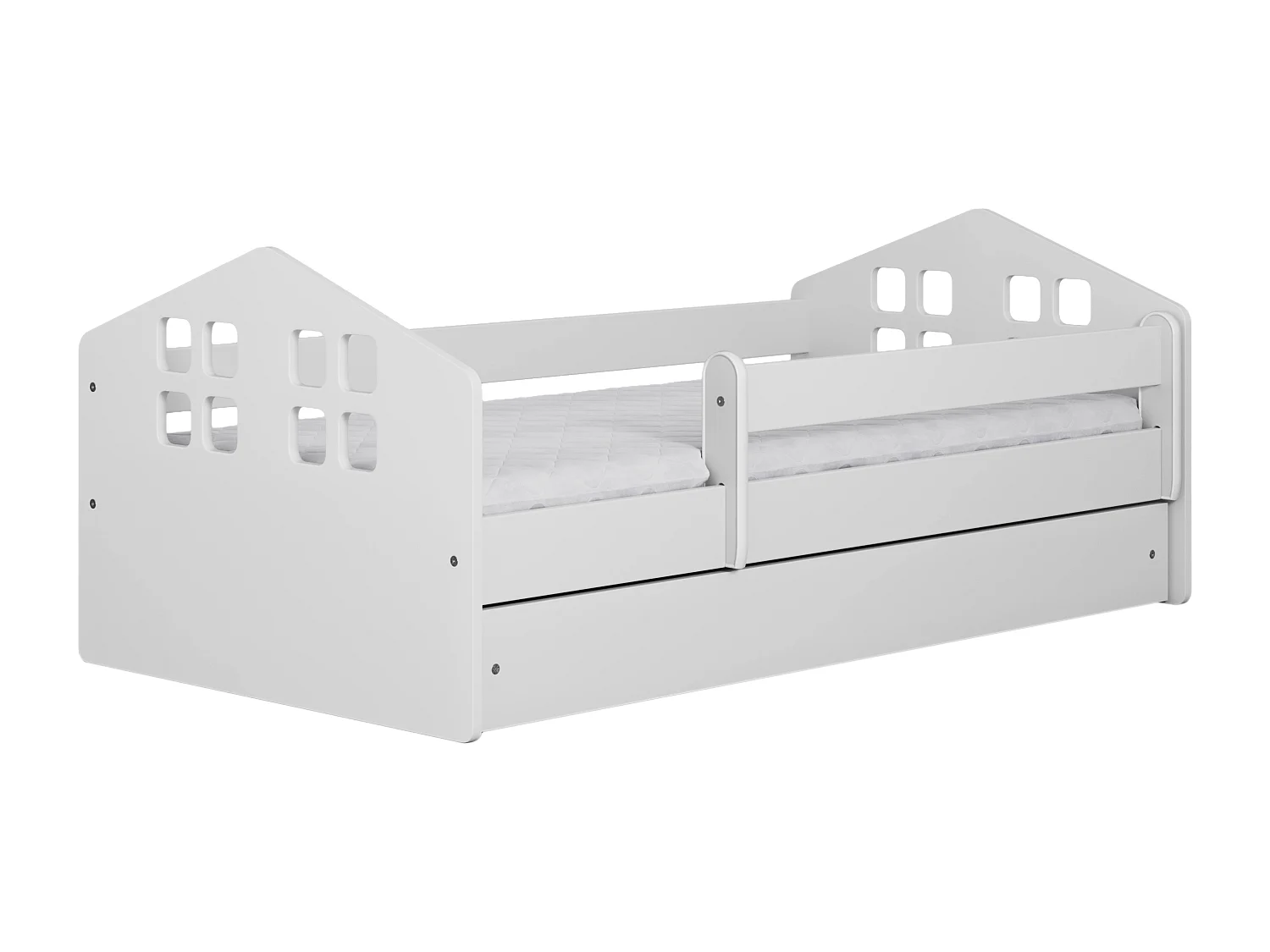 Lit enfant avec tiroir et barrière, matelas inclus - Kacper - 80 x 160 cm