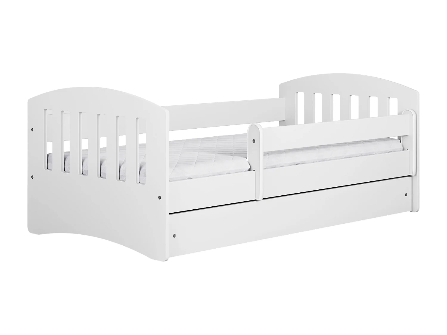 Lit enfant avec tiroir et barrière, matelas inclus - CLASSIC - 80 x 160 cm