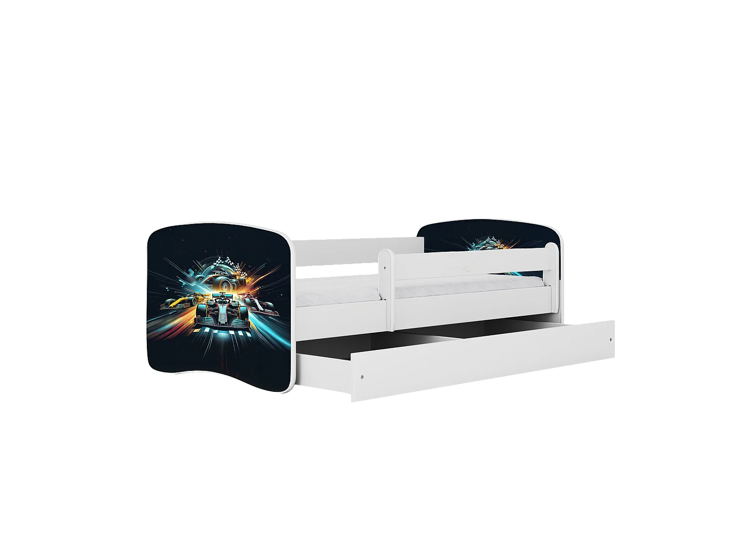 Lit enfant avec tiroir et barrière- Ethnique - 80 x 160 cm