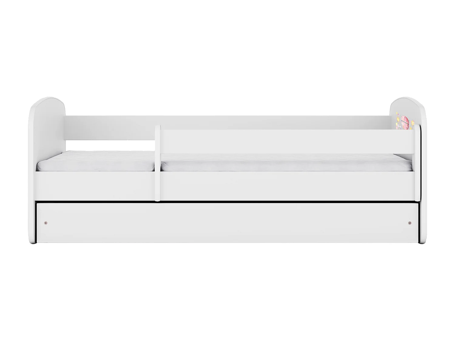 Lit enfant avec tiroir et barrière- Ballon - 80 x 180 cm