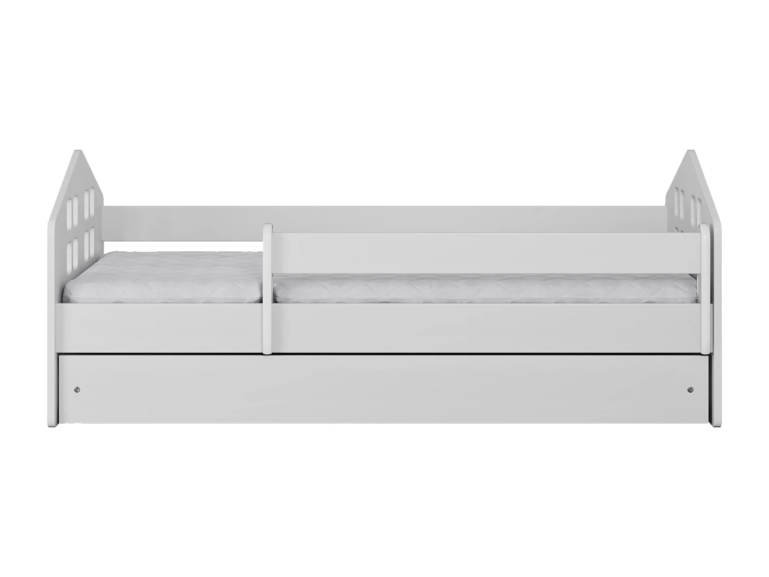 Lit enfant avec tiroir et barrière, matelas inclus - Kacper - 80 x 180 cm