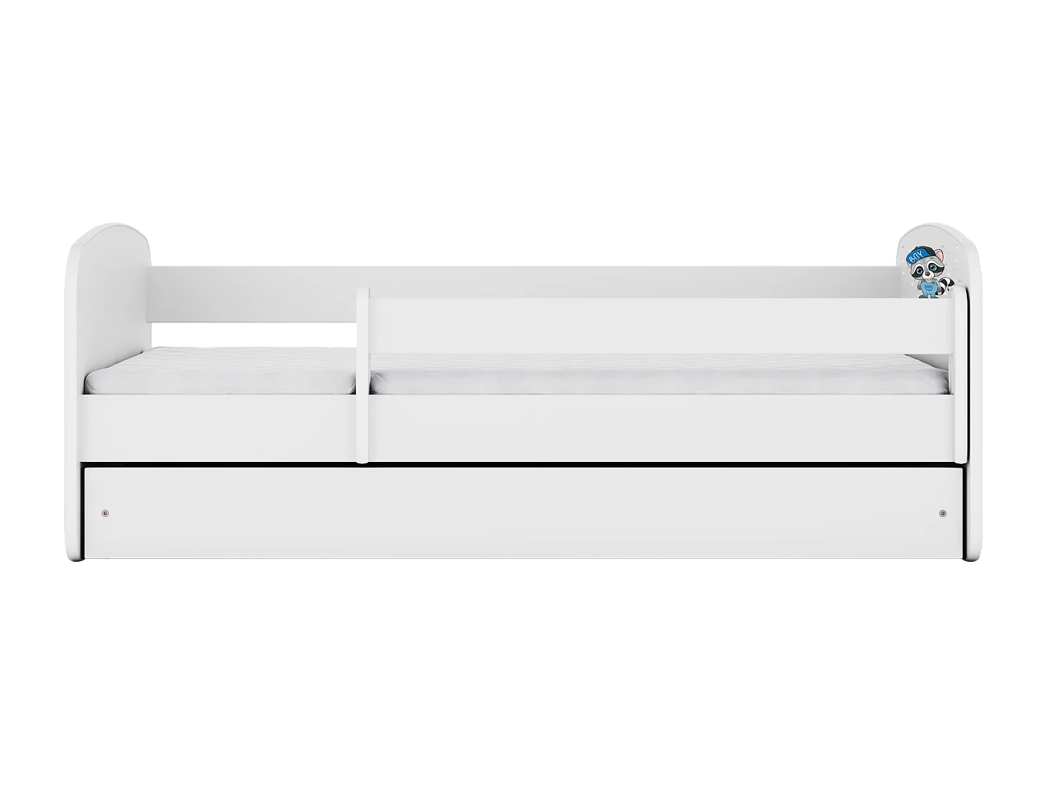 Lit enfant avec tiroir et barrière, matelas inclus - Raton Laveur - 80 x 180 cm