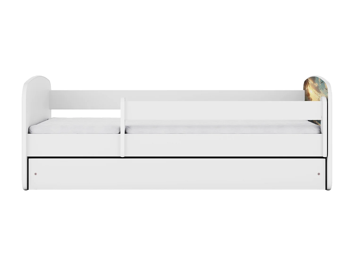 Lit enfant avec tiroir et barrière- Bateau - 80 x 180 cm