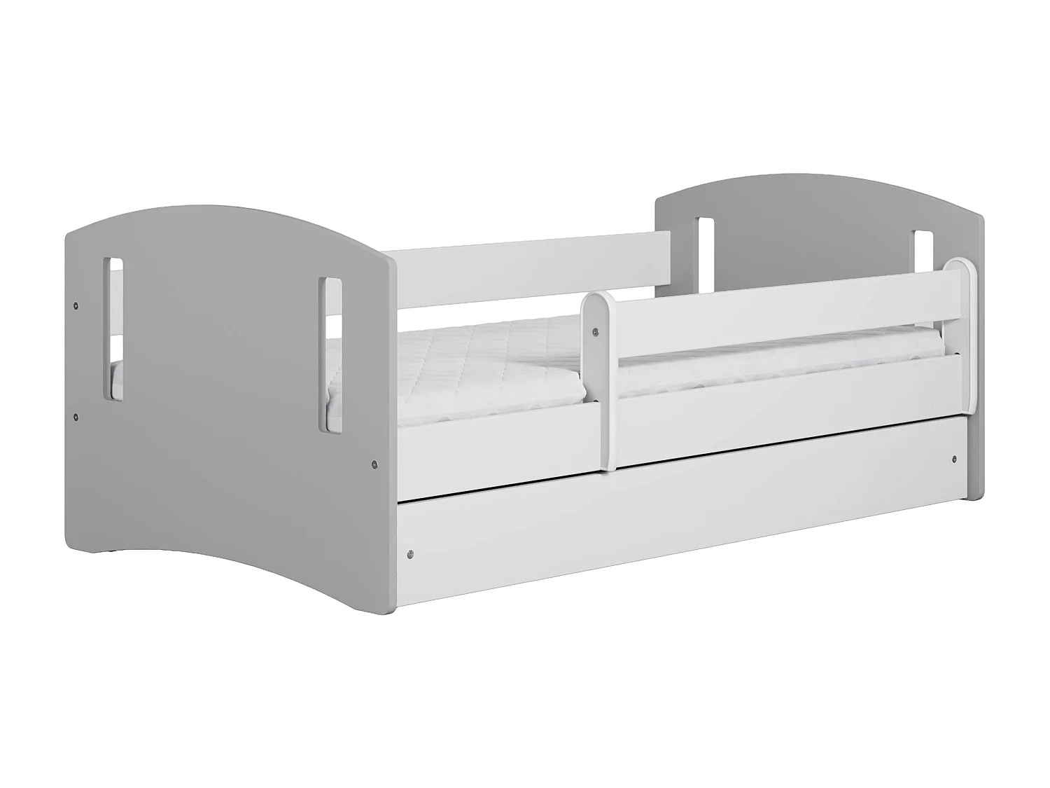 Lit enfant avec tiroir et barrière, matelas inclus - CLASSIC II - 80 x 160 cm