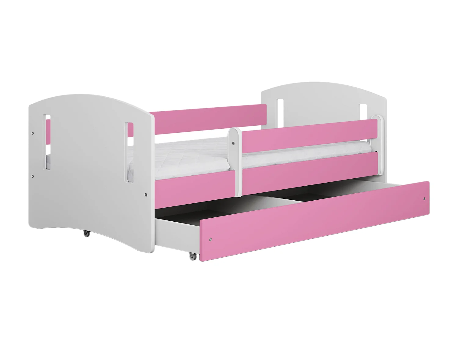 Lit enfant avec tiroir et barrière, matelas inclus - CLASSIC II - 80 x 160 cm