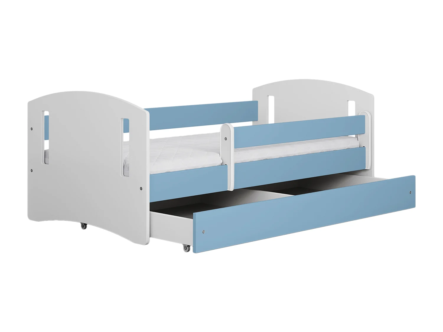 Lit enfant avec tiroir et barrière, matelas inclus - CLASSIC II - 80 x 160 cm