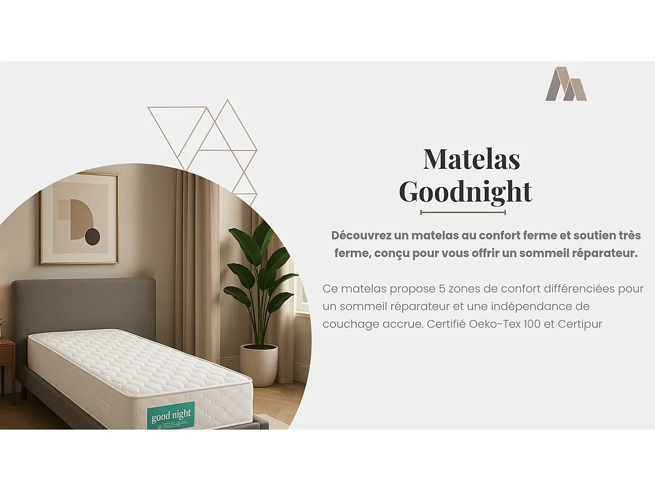 Nightgood Matelas 80x200 Densité 35 Kg/m3 - Hauteur 21 Cm - Soutien TRES FERME -