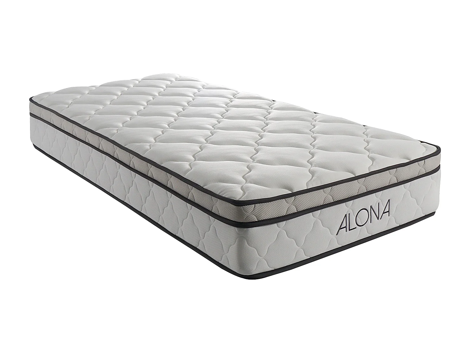 Matelas 90x190 - Hauteur 25,5 cm - Ressorts + Memoire de Forme - Accueil Moelleux - Soutien Equilibre - 5 Zones de Confort - Confort Optimal - MATELAS ALONA